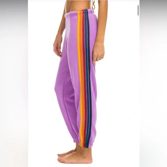 Aviator Nation 5 Stripe Jogger Sweatpants in Purple size XS, super comfy! - Picture 1 of 15